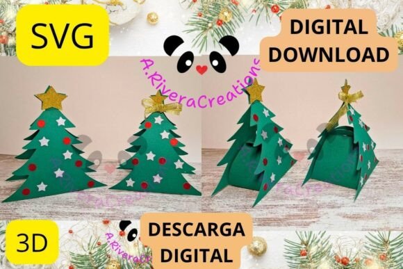 3D SVG Christmas Tree Gift Box for Editorial Design