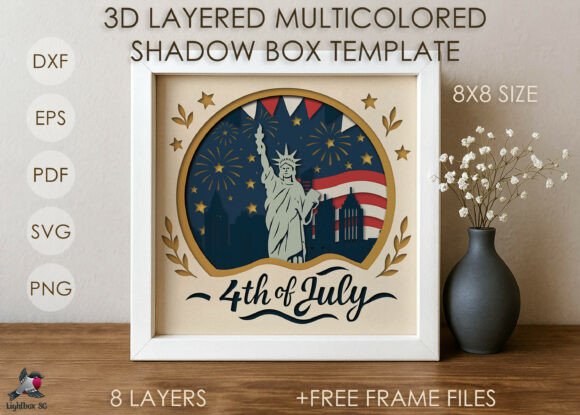 4th of July Independence Shadow Box SVG: A 3D SVG Review
