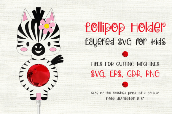 Cute Zebra Lollipop Holder: 3D SVG for Kids Crafts