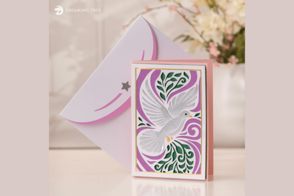 Dove Flourish Card SVG: 3D Pop-Up Cards Asset