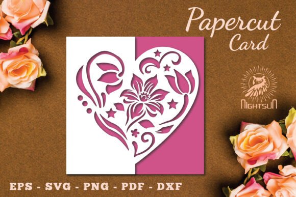 Floral Heart Papercut Card SVG 11: 3D SVG for Cards