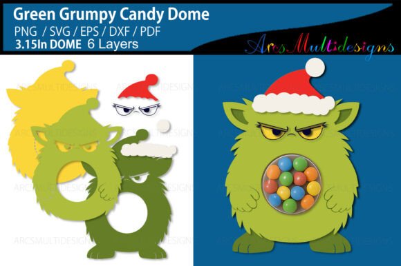 Green Grumpy Christmas Candy Dome 3D SVG Review