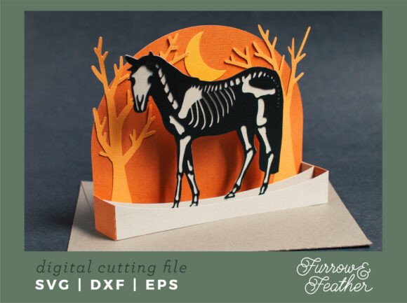 Halloween Skeleton Horse Card: A 3D SVG Review