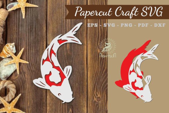 Koi Fish Paper Cut SVG 1: 3D SVG for Other Niches