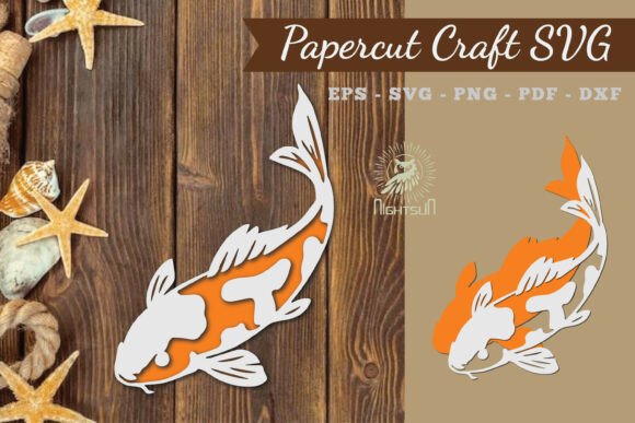 Koi Fish Paper Cut SVG 2: 3D SVG for Other Uses