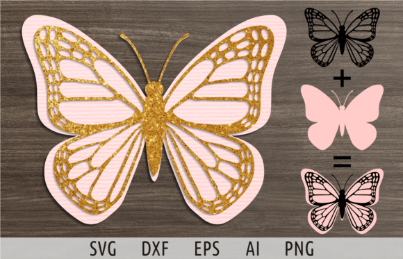 Layered Butterfly Silhouette SVG: 3D SVG for Editorial