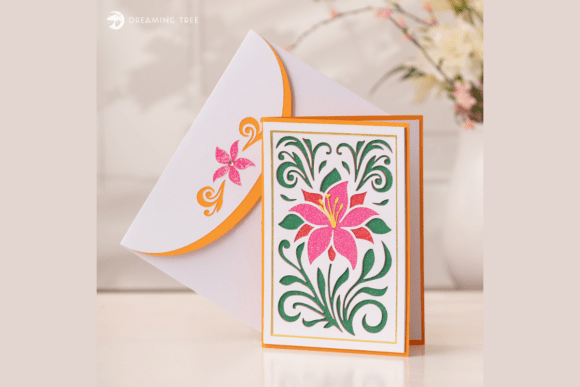 Lily Flourish Card SVG: 3D SVG for Pop-Up Cards