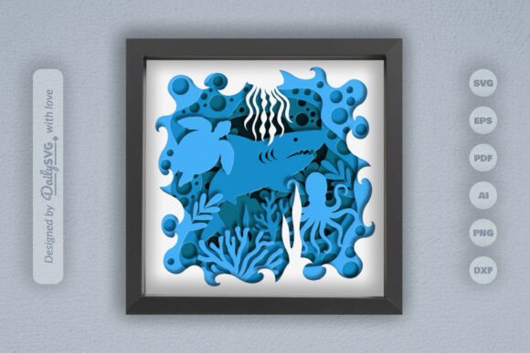 Under the Sea Coral Reef 3D SVG for Shadow Boxes