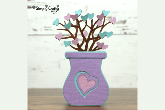 Vase of Hearts Card SVG: 3D Pop-Up Cards Asset