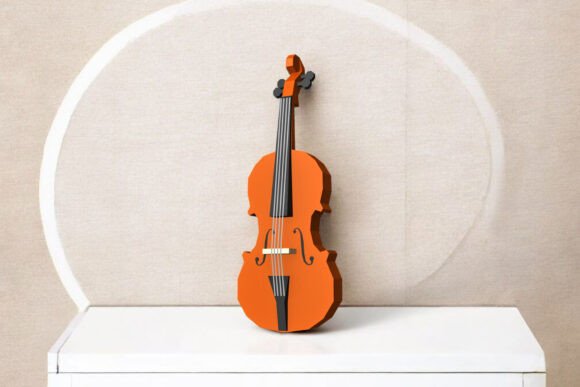 Violin Wall Art: 3D SVG Shapes for Branding